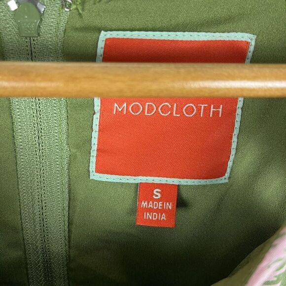 ModCloth Dragonfly Shift Dress Green Midi Shirt Sleeve Small​​​​ - Picture 3 of 7